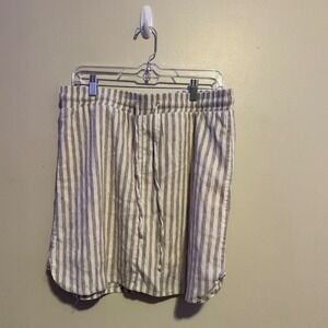 Women's Striped Linen Blend Drawstring Waist Mini Skirt Summer Spring Basics